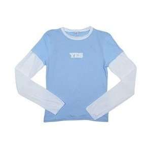 YES Network Womens Double Layer Crewneck Long Sleeve T shirt   Light 