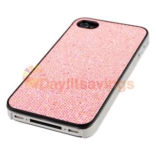 Pink Glitter Back Case Cover+Privacy Guard Accessory Bundle For iPhone 