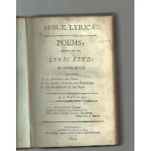  Horae Lyricae Poems Chiefly of the Lyric Kind Books