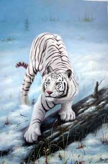 Sale great wild animal oil painting White tiger  