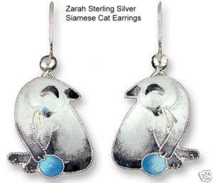 Zarah .925 Sterling Silver BLUE POINT SIAMESE Cat Earrings  