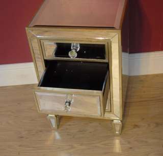 Pair Art Deco Mirrored Bedside Cabinets Chests Tables  