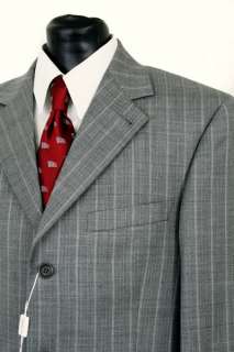 Zanetti Made in Italy 3 Button Lt.Gray Stripe Flat Front Suit