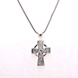  925 Silver Stamped Cross Necklace Jewelry