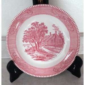  Currier and Ives Red Salad Plate   Rare 