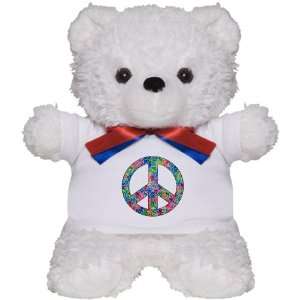  Teddy Bear White Tye Dye Peace Symbol Physchedelic Teddy 