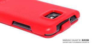 HOCO RED Genuine Leather Flip Case Cover for Samsung Galaxy S2 i9100 