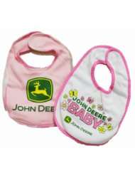 John Deere 2 Piece John Deere Baby and Pink Baby Bib Set