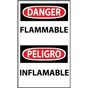 Labels   Danger, Flammable, Bilingual, 5X3, Adhesive Vinyl, 5/Pk 