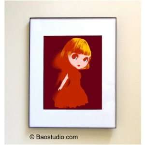  Blythe Doll (Burgundy Red)  Framed Pop Art by JBAO (signed 