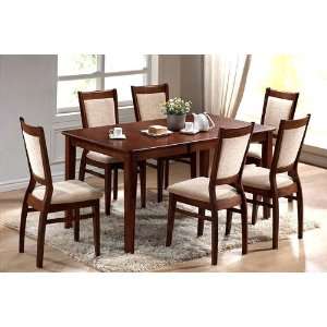  7pcs Audley Brown Finish Dining Table and Chairs Set