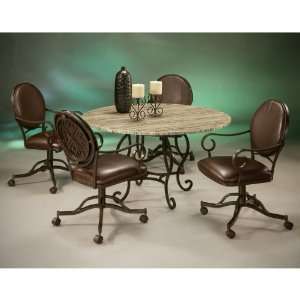  Pastel Audra 5 pc. Poly Travertine Top Dining Table Set 