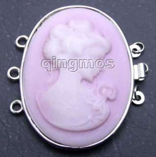30*40mm White Shell Cameo Beauty 3 Strands Clasp G123  
