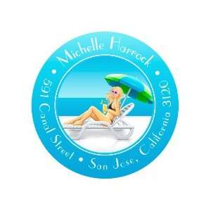  Lounging Beachside Round Stickers