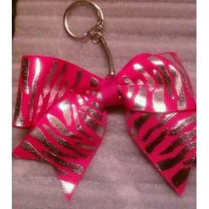  Pink Silver Zebra Print Cheer Bow Keychain Everything 