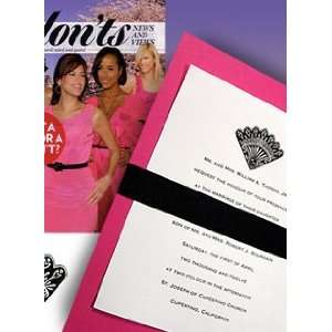  Wedding Invitations Kit Berry Pink with Black Grosgrain 