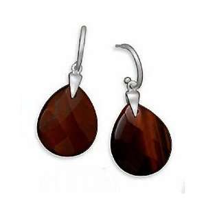   Hoop Earrings, 18.6x22.4mm Red Tiger Eye, 1 3/4 inch overall Jewelry