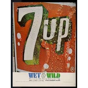  1967 7 Up Soda Wet & Wild Large Logo Print Ad