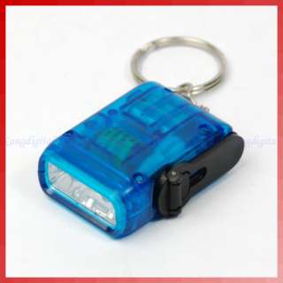 Mini Hand Crank Power Flashlight Torch 2 LED Light Blue  