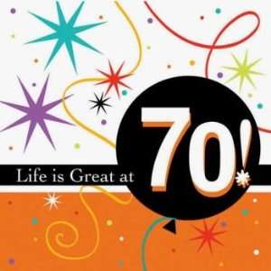  Life is Great 3 Ply 70th Birthday Beverage Napkins 16 Per 