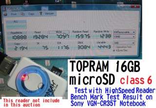 TOPRAM 16GB 16G microSD microSDHC SD SDHC Card Class6  