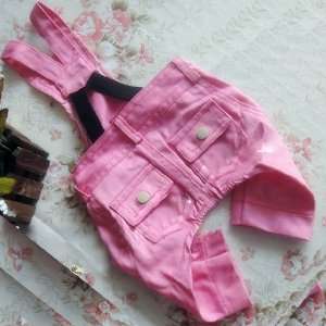 New   Dogs Pink Denim Overalls for Cute Pets Clothing by 