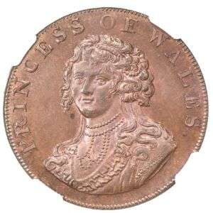 1795 Princess of Wales halfpenny token D&H 977 MS64 NGC  