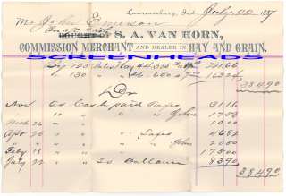1887 HAY & GRAIN MERCHANT LAWRENCEBURG INDIANA BILLHEAD  