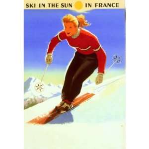  GIRL SKI IN THE SUN IN FRANCE WINTER SPORT TRAVEL VINTAGE 