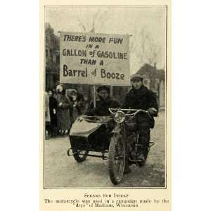  1914 Print Motorcycle Drys Anti Alcohol Protest Madison 