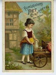 1890s Trade Card Allen & Ginters Pet Cigarettes Girl (3  