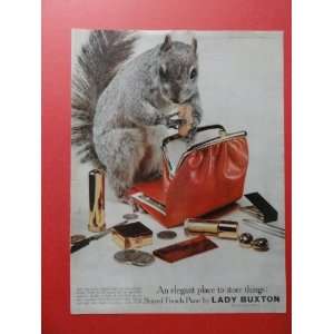  1959 lady buxton,print advertisement (squirrel/purse 