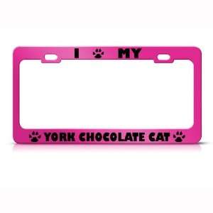  York Chocolate Cat Pink Animal Metal license plate frame 