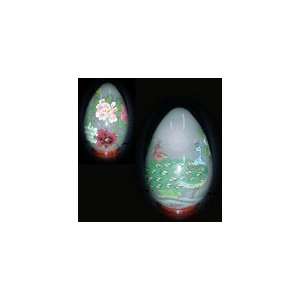  Flirting Peacocks and Flowers 5 Inch Glass Egg Everything 