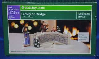Holiday Time~Christmas Village~Vintage~Family on Bridge  
