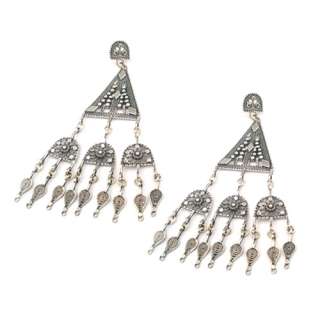 silver 925 Earrings ethnic filigree Artisan Yemenite  