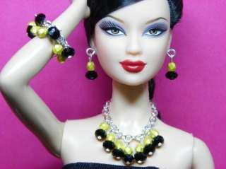   Silkstone Barbie Fashion Royalty doll jewelry silver & yellow & black