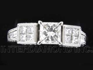 96 CTW PRINCESS CUT DIAMOND ART DECO VINTAGE RING 18K ENGAGEMENT 