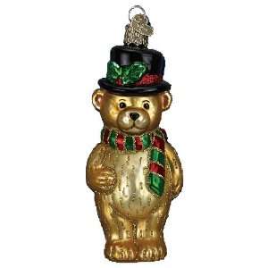  Old World Christmas Top Hat Teddy Bear Glass Ornament 
