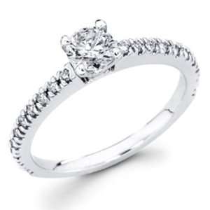  14K White Gold Round cut Diamond Solitaire Engagement Ring 