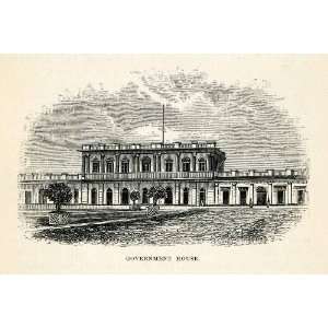 1865 Wood Engraving Parana Government House Argentina Building Facade 