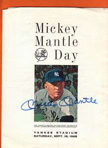 18/1965 Mickey Mantle Day Program   AUTOGRAPHED Yanks  