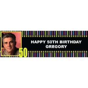  Candle Light Birthday 50   Personalized Photo Banner 