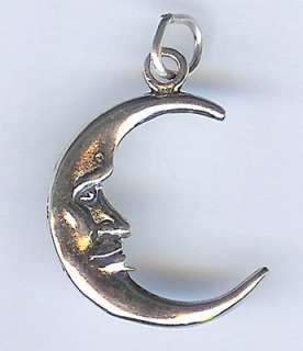 3D Crescent Moon .925 sterling silver charm  