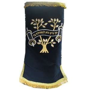   of Life Eitz Chaim Navy Metallic Velvet Torah Mantel 