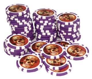 Lot of 50 Purple Pirate Skull Poker Chips 11.5g Quality 0082019088118 