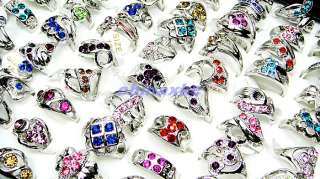 Wholesale jewelry lots of 50pcs Multicolor Rhinestone Silver P fashion 
