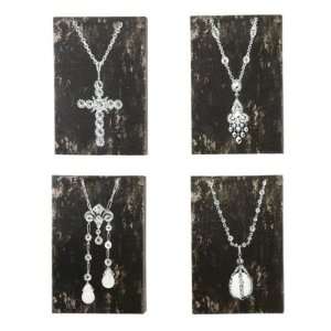 Necklace Gallery Wall Decor Canvas and Wood S 4 Designs Pos/Neg (Set 