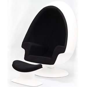  Eero Aarnio Alpha Shell Egg Chair And Ottoman in Black 