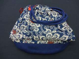 21661# Japanese KIMONO / INDIGO DYEING COTTON KINCHAKU BAG  